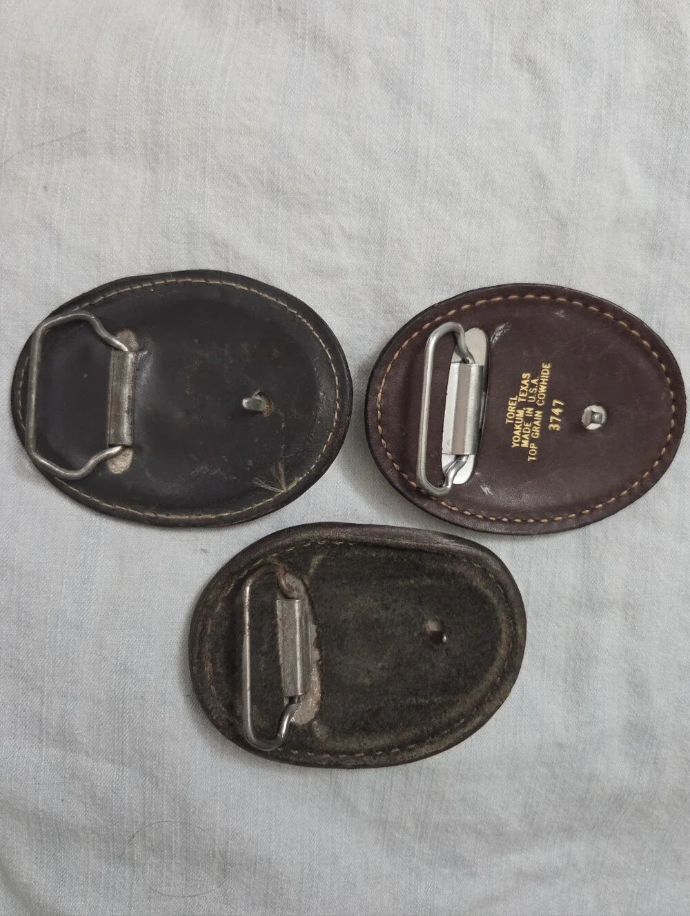 3 Vintage 1970s Leather Belt Buckles